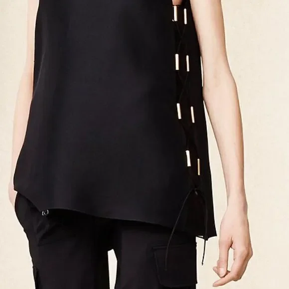 Ralph Lauren Spring/Summer 2015 Black Silk Shantung Sleeveless Tunic Blouse - Picture 13 of 16